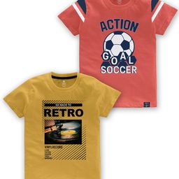 CODEZ Boys Pack Of 2 Typography Printed Round Neck Cotton T-shirt-image-65