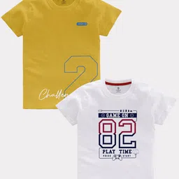 CODEZ Boys Pack OF 2 Typography Printed Cotton T-shirt-image-64