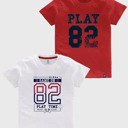 CODEZ Boys Pack OF 2 Typography Printed Cotton T-shirt-image-87