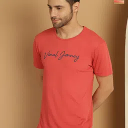 VIMAL JONNEY Pack Of 2 Typography Printed Round Neck Cotton Casual T-shirts-image-13