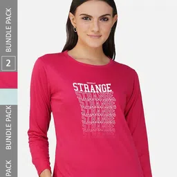 CHOZI Pack Of 2 Printed Cotton Casual T-shirt-image-96