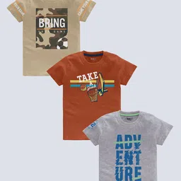 BAESD Boys Pack Of 3 Typography Printed Pure Cotton T-shirt-picture-7