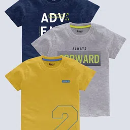 BAESD Boys Pack Of 3 Typography Printed Round Neck Regular T-shirt-28