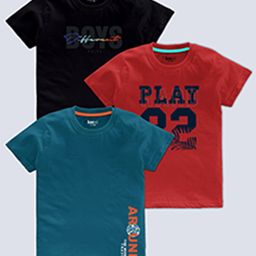 BAESD Boys Pack Of 3 Typography Printed T-shirt-image-102
