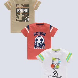 BAESD Boys Pack of 3 Printed Round Neck Short Sleeves Pure Cotton T-shirt-image-86