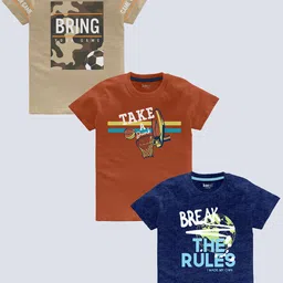 BAESD Boys Pack Of 3 Typography Printed Pure Cotton T-shirt-picture-28