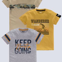 BAESD Boys Pack Of 3 Typography Printed Pure Cotton T-shirt-image-65