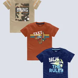 BAESD Boys pack Of 3 Typography Printed Cotton T-shirt-picture-47