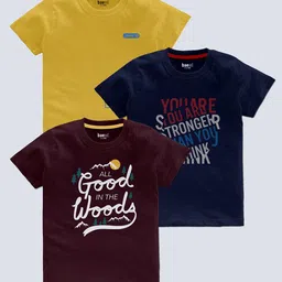 BAESD Boys Pack Of 3 Typography Printed Round Neck Regular T-shirt-image-95