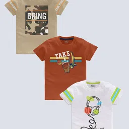 BAESD Boys Pack Of 3 Typography Printed Pure Cotton T-shirt-picture-21