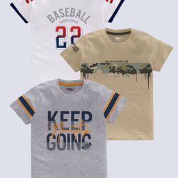 BAESD Boys Pack Of 3 Typography Printed Pure Cotton T-shirt-image-66