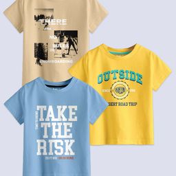 BAESD Boys Pack Of 3 Typography Printed T-shirt-picture-48