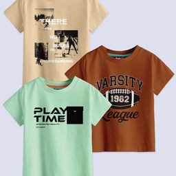 BAESD Boys Pack Of 3 Printed Cotton T-shirt-image-70