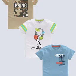 BAESD Boys pack Of 3 Typography Printed Cotton T-shirt-picture-1