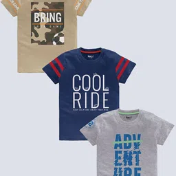 BAESD Boys Pack Of 3 Typography Printed Pure Cotton T-shirt-picture-3