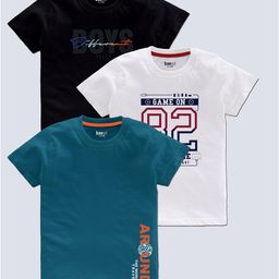 BAESD Boys Pack Of 3 Typography Printed T-shirt-image-95