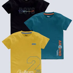 BAESD Boys Pack Of 3 Typography Printed Round Neck T-shirt-picture-28