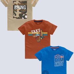BAESD Boys Pack Of 3 Typography Printed Cotton T-shirt-image-69