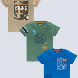 BAESD Boys Pack Of 3 Typography Printed Pure Cotton T-shirt-picture-26