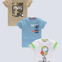 BAESD Boys Pack Of 3 Typography Printed Pure Cotton T-shirt-picture-10