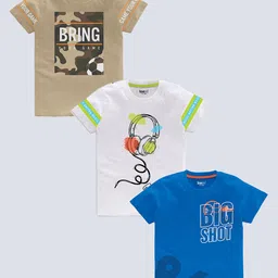 BAESD Boys Pack Of 3 Typography Printed Pure Cotton T-shirt-picture-41