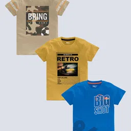 BAESD Boys pack Of 3 Typography Printed Cotton T-shirt-image-82