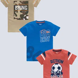 BAESD Boys Pack Of 3 Typography Printed Pure Cotton T-shirt-image-95