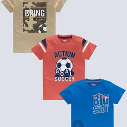 BAESD Boys Pack Of 3 Typography Printed Pure Cotton T-shirt-image-81
