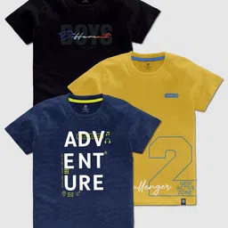 CODEZ Boys Pack Of 3 Typography Printed Cotton T-shirt-55