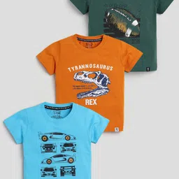 Ginie Boys Pack Of 3 Graphic Printed Pure Cotton Casual T-Shirts-image-98