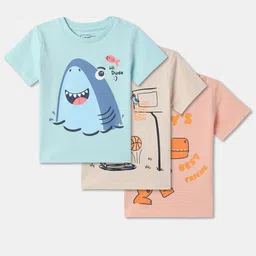 R&B Boys Pack of 3 Round Neck Short Sleeves Graphic Printed Cotton T-shirt-picture-3
