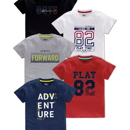 BAESD Boys Pack Of 5 Typography Printed T-shirt-74