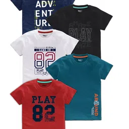 BAESD Boys Pack Of 5 Typography Printed Cotton T Shirts-81