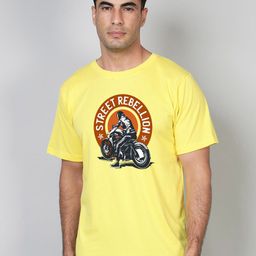 FFLIRTYGO Men Yellow Printed Applique T-shirt-image-83