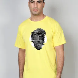 FFLIRTYGO Men Yellow Printed Applique T-shirt-image-92