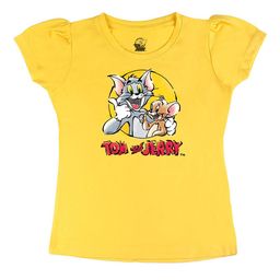 Tom & Jerry by Wear Your Mind Girls Yellow Printed T-shirt-image-95