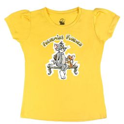 Tom & Jerry by Wear Your Mind Girls Yellow Graphic Printed T-shirt-image-81
