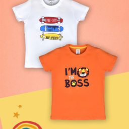 Lux Cozi Boys Pack Of 2 Typography Printed Pure Cotton Casual T-shirts-image-92