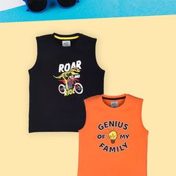 Lux Cozi Boys Black 2 Printed Applique T-shirt-image-99