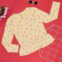 YU by Pantaloons Girls Floral Printed Round Neck Long Sleeves Regular Fit T-shirt-image-91