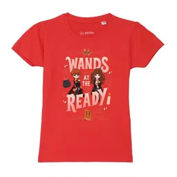 Harry Potter by Wear Your Mind Girls Red Harry Potter Printed Pure Cotton T-shirt-image-85