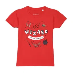 Harry Potter by Wear Your Mind Girls Red Harry Potter Printed Pure Cotton T-shirt-image-18