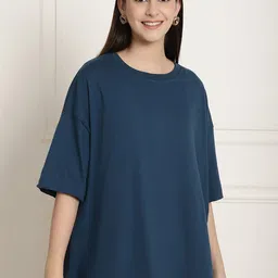 Fabflee Typography Printed Cotton Oversized T-shirt-image-92
