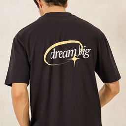 Styli Black Typography Printed Drop-Shoulder Sleeves Embroidered Oversized T-shirt-image-98