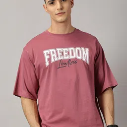 THE HOLLANDER Typography Printed Drop-Shoulder Sleeves Pure Cotton Oversized T-shirt-image-10