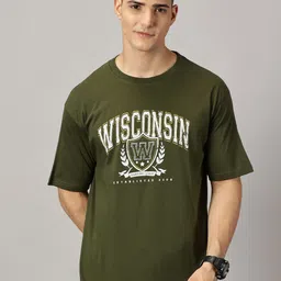 THE HOLLANDER Typography Printed Drop-Shoulder Sleeves Pure Cotton Oversized T-shirt-image-46