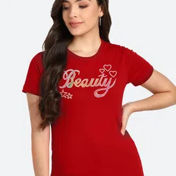shashvi Women Red Typography Printed T-shirt-picture-20