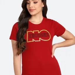 Shashvi Women Red Embellished Typography T-shirt-picture-1