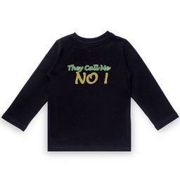 KAVEE Infant Boys Black Typography Printed Biowashed Round Neck Pure Cotton T-shirt-image-93