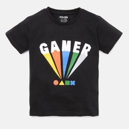 mackly Boys Black Typography Printed Cotton T-shirt-image-68